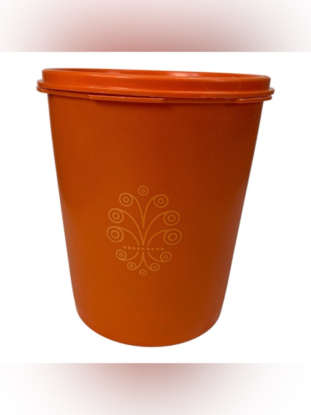 Vintage Tupperware Orange 809-6 Servalier Nesting Canister w/ 810-19 Lid